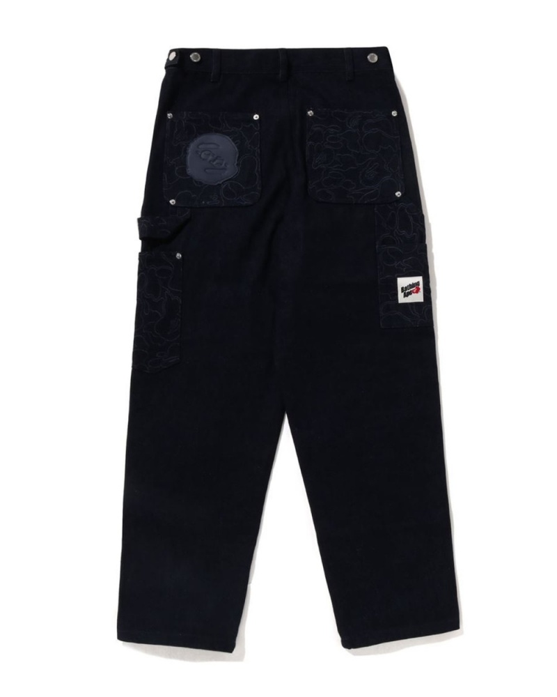 Jean Bape Line Camo Patch Denim Double Knee Travail Bleu Marine Bleu Homme | COX-63469340