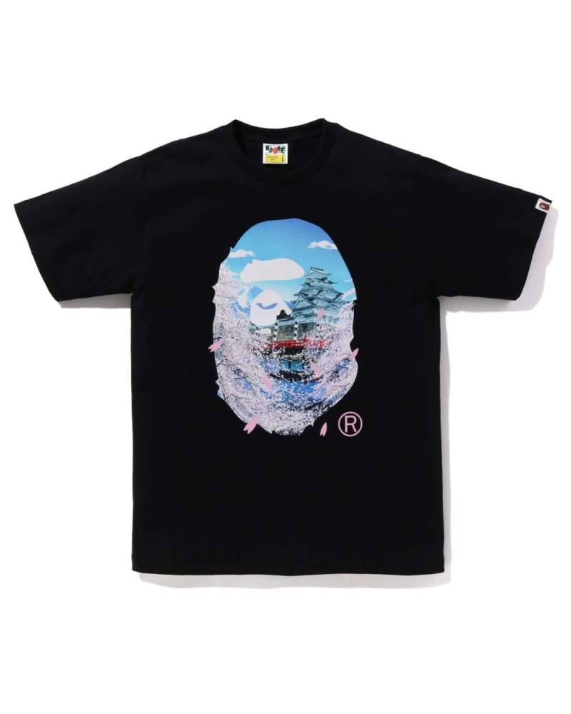 T Shirts Bape Sakura Photo Ape Head Noir Homme | XSO-98910545