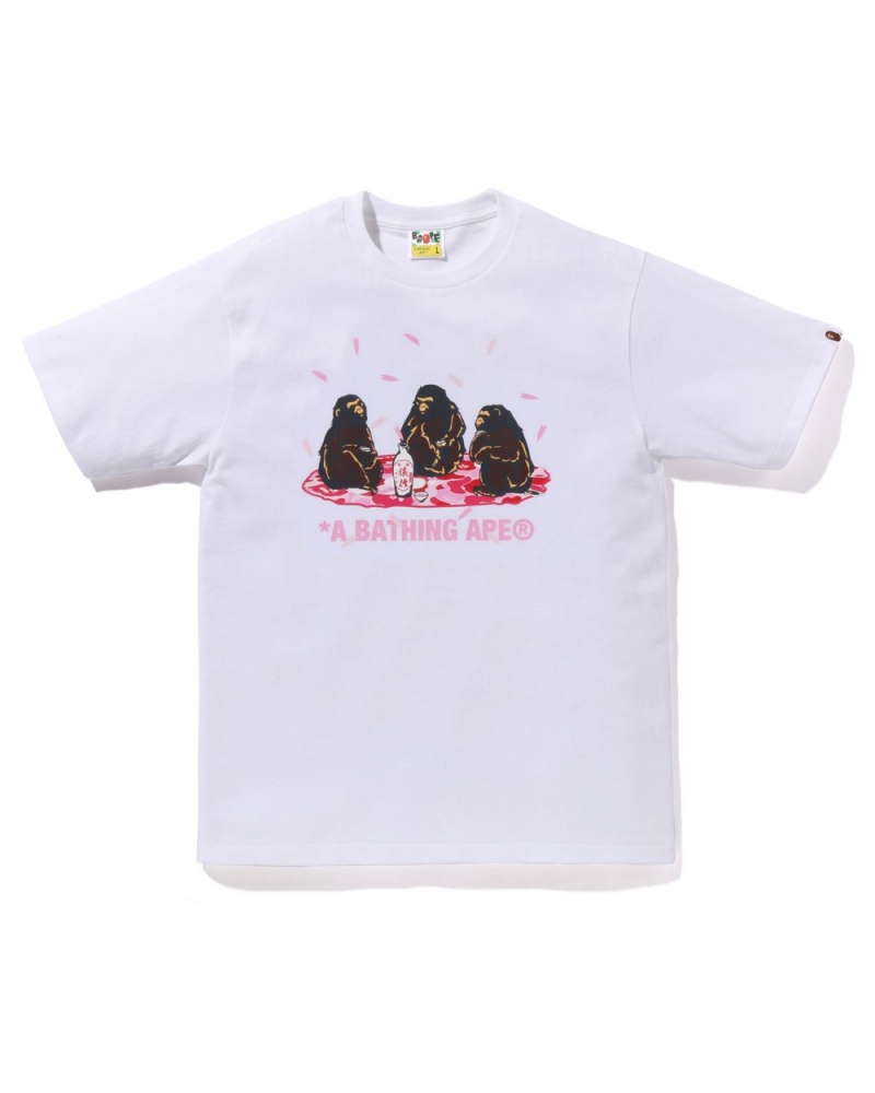 T Shirts Bape Sakura Viewing Blanche Homme | OZU-10259472