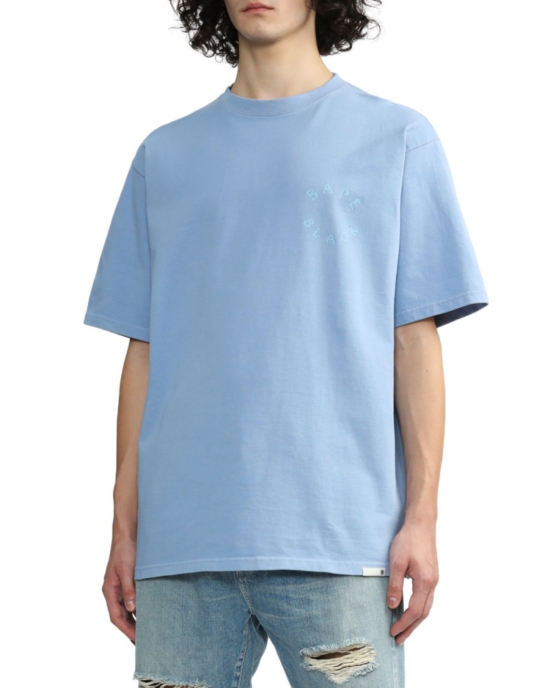 T Shirts Bape Logo embroidered Bleu Clair Homme | LXB-56418125