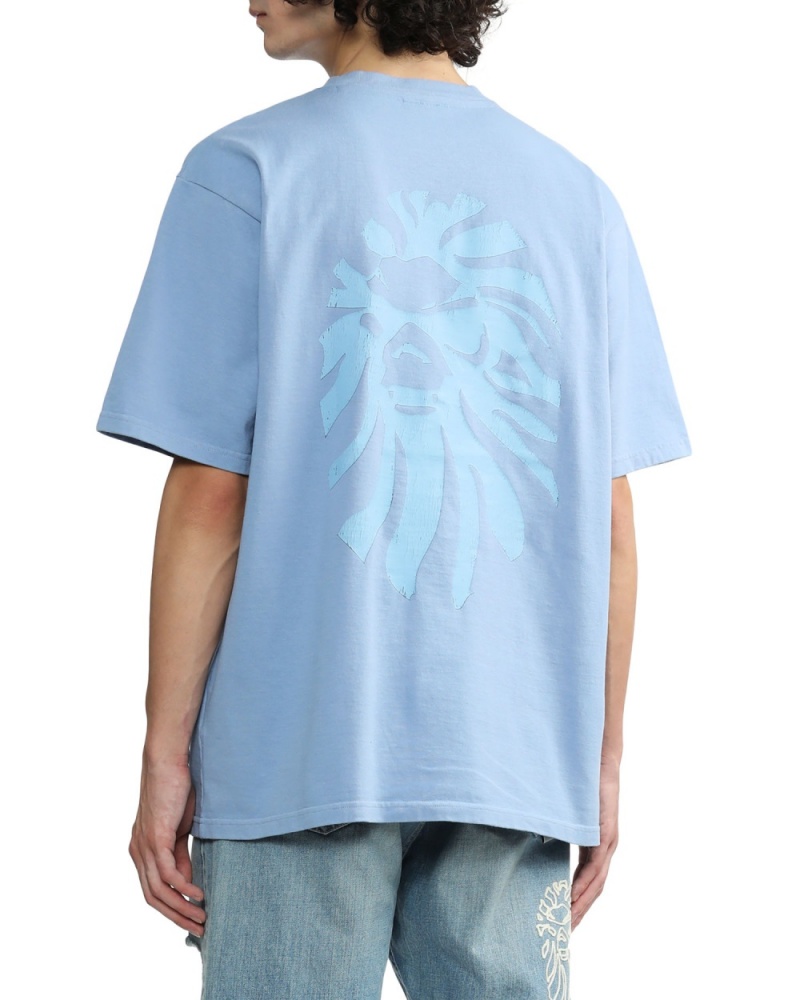 T Shirts Bape Logo embroidered Bleu Clair Homme | LXB-56418125