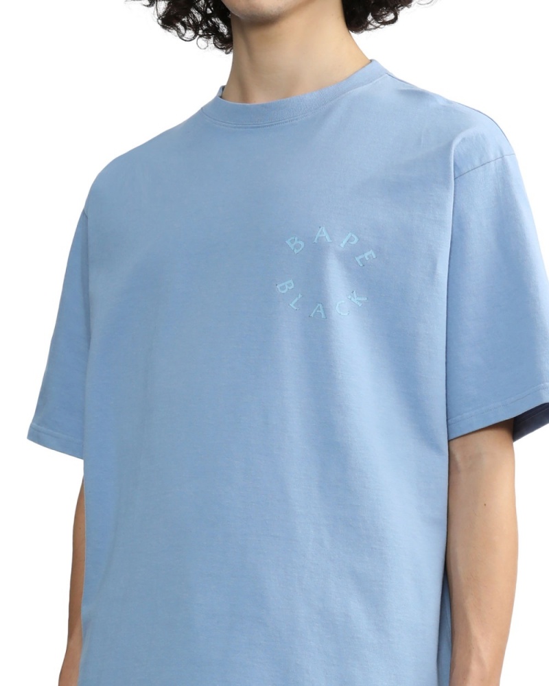 T Shirts Bape Logo embroidered Bleu Clair Homme | LXB-56418125