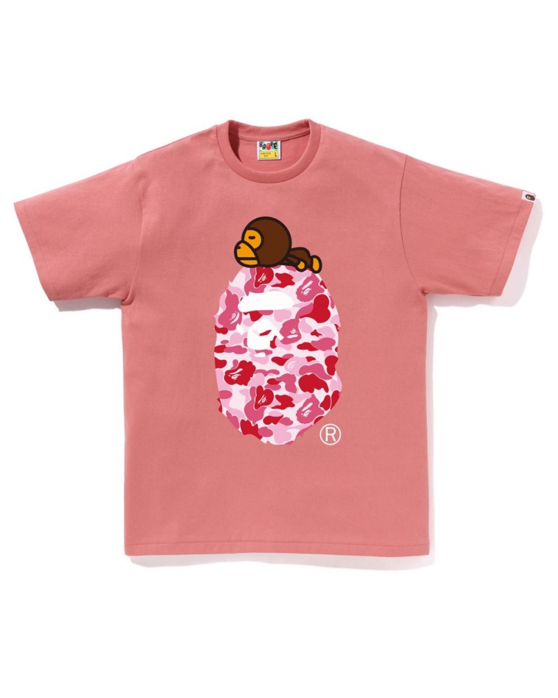 T Shirts Bape Abc Camo Milo on Big Ape Rose Homme | ZLT-23738080