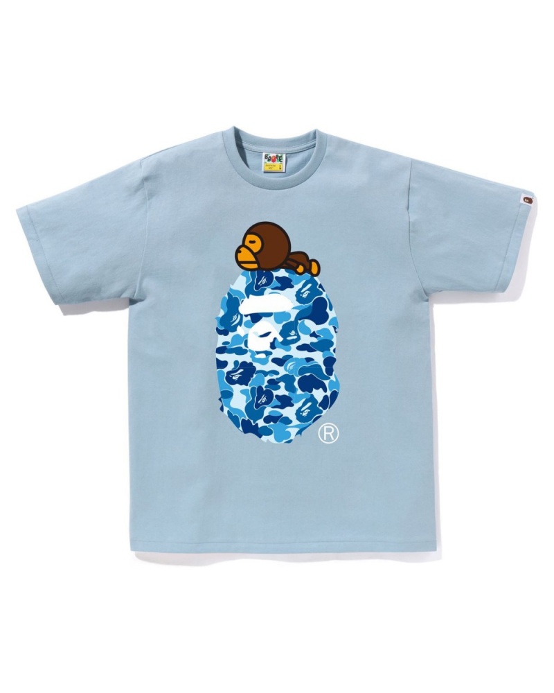 T Shirts Bape Abc Camo Milo on Big Ape Bleu Homme | WHV-79728877