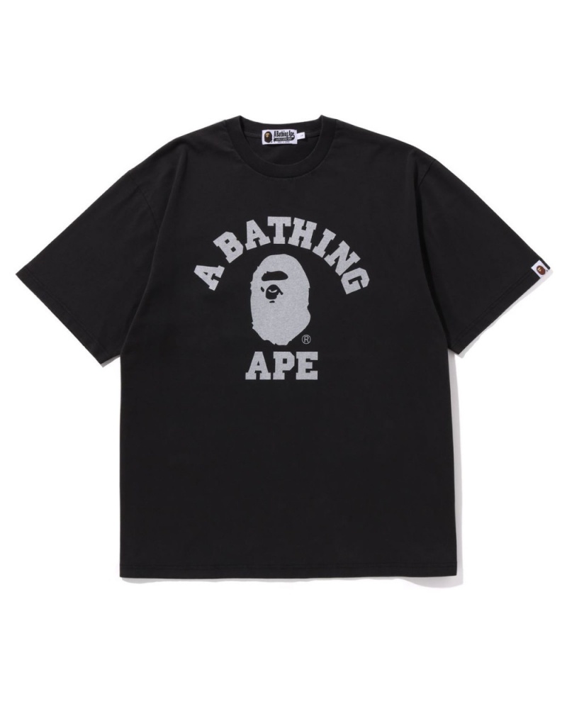 T Shirts Bape College Overdye Noir Homme | MAP-42785498