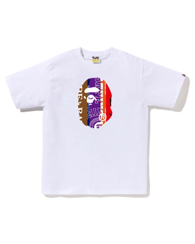 T Shirts Bape Fans Scarf Ape Head Blanche Homme | FYX-84455653