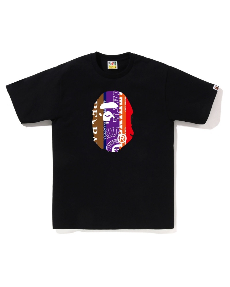 T Shirts Bape Fans Scarf Ape Head Noir Homme | JRD-65662352