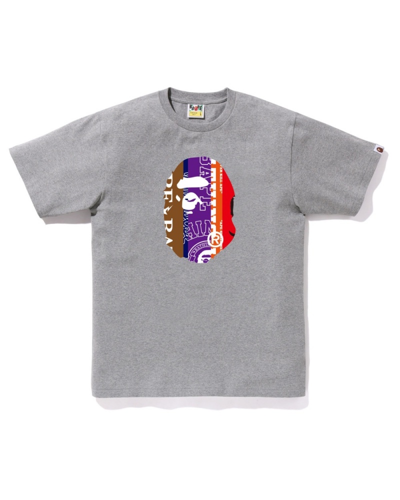 T Shirts Bape Fans Scarf Ape Head Grise Homme | WDS-48935743