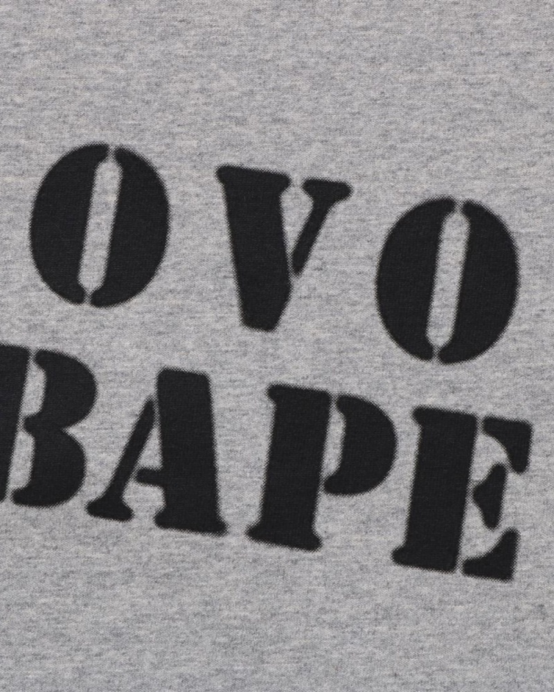 T Shirts Bape X OVO Stencil Logo Grise Homme | DHE-76692703