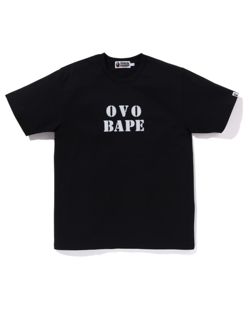 T Shirts Bape X OVO Stencil Logo Noir Homme | WPT-08937695