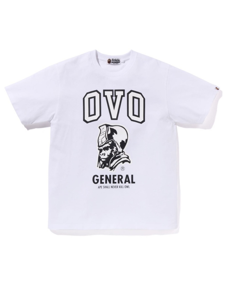 T Shirts Bape X OVO General Blanche Homme | YWW-81534827