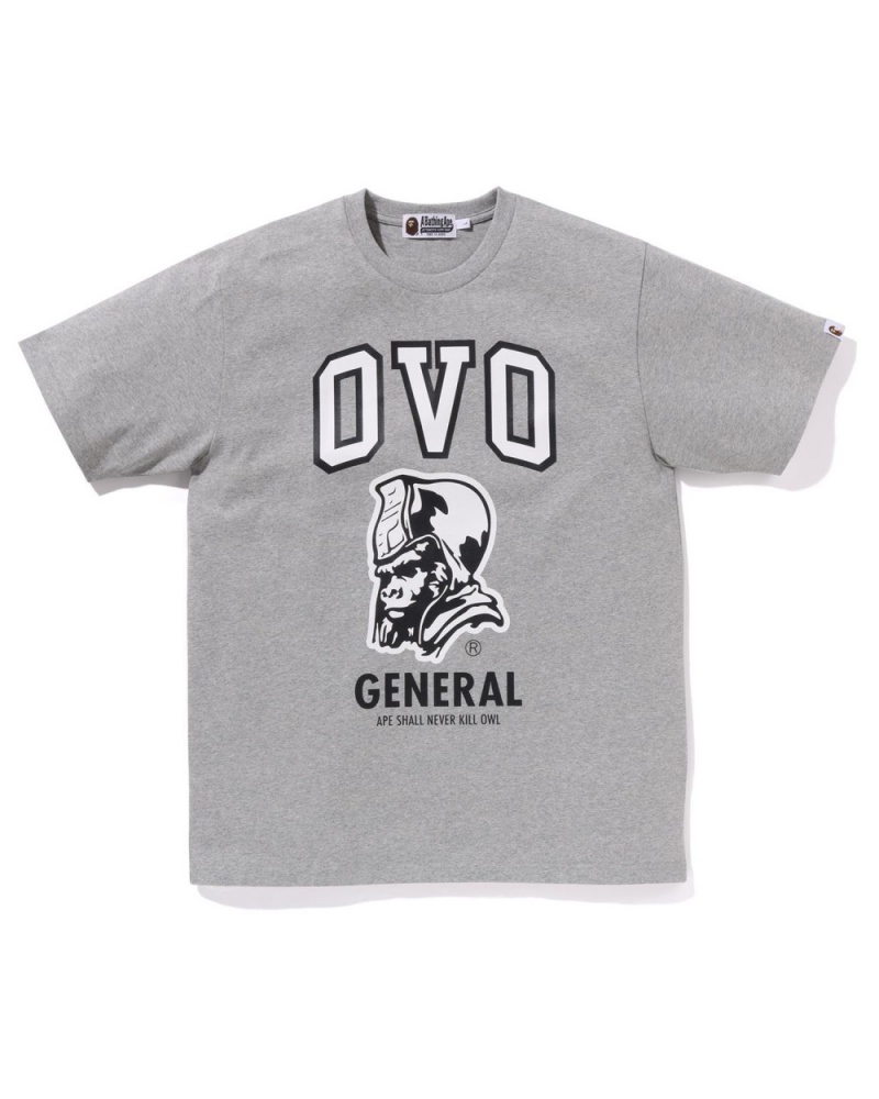 T Shirts Bape X OVO General Grise Homme | IHP-48938063