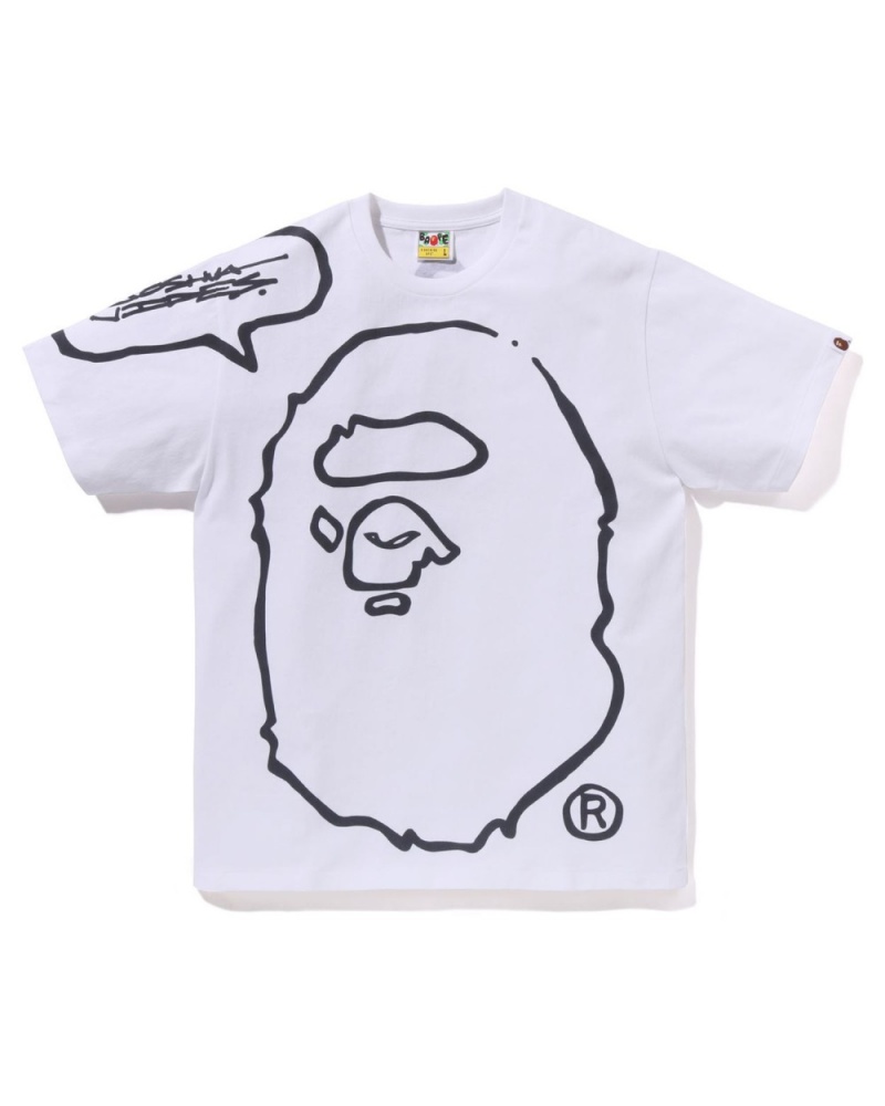 T Shirts Bape X Joshua Vides Ape Head Blanche Homme | FGM-52579859