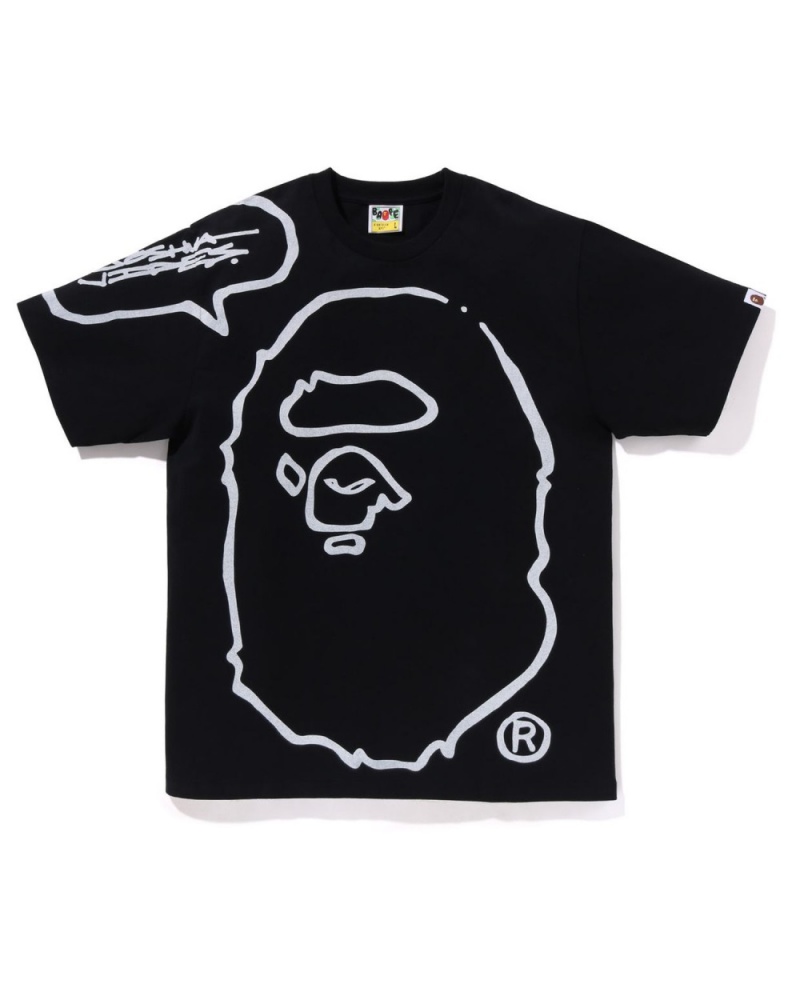 T Shirts Bape X Joshua Vides Ape Head Noir Homme | FNV-54736781