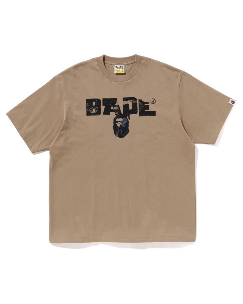 T Shirts Bape Army Relaxed Fit Beige Homme | GIY-92522245