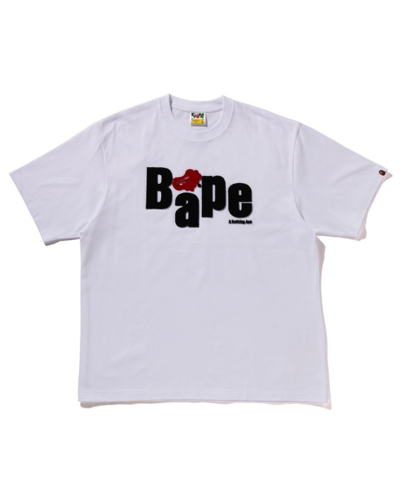 T Shirts Bape Heart Ape Head Relaxed Fit Blanche Homme | SJC-52508338