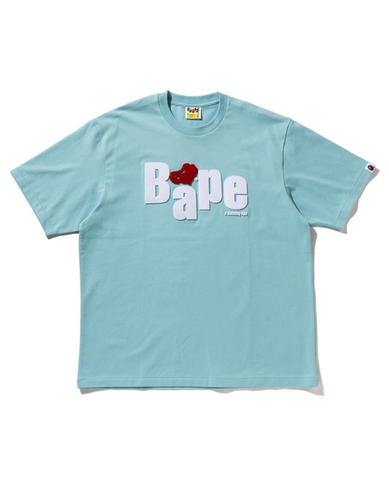 T Shirts Bape Heart Ape Head Relaxed Fit Bleu Homme | XRM-58246915