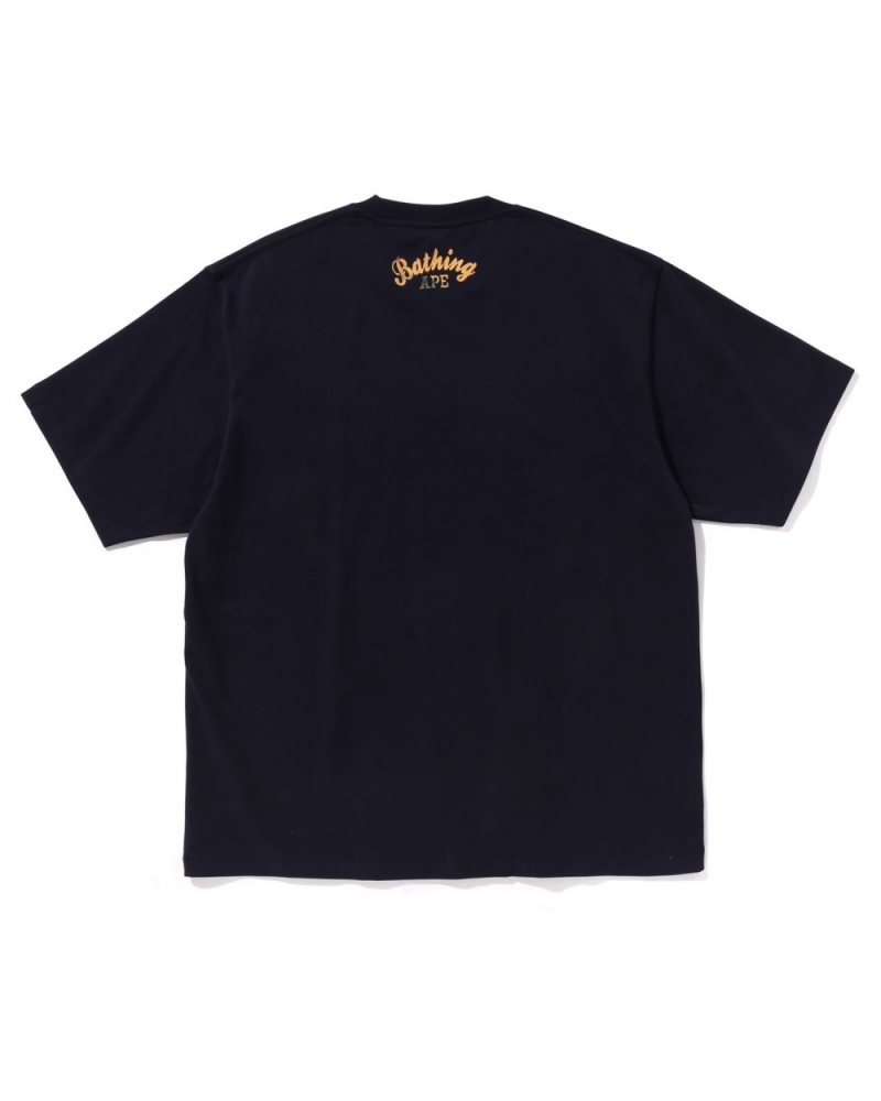 T Shirts Bape Art Print Relaxed Fit Bleu Marine Bleu Homme | ZCE-80504106