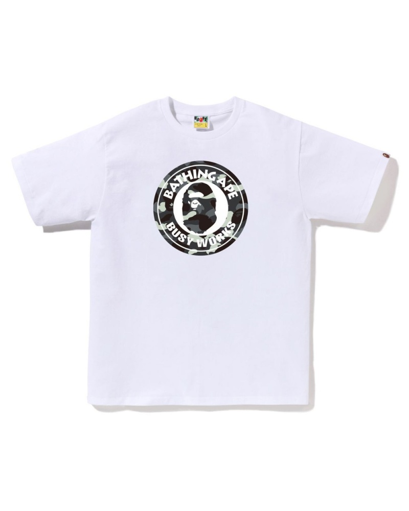 T Shirts Bape City Camo Busy Works Blanche Homme | PSS-13950602