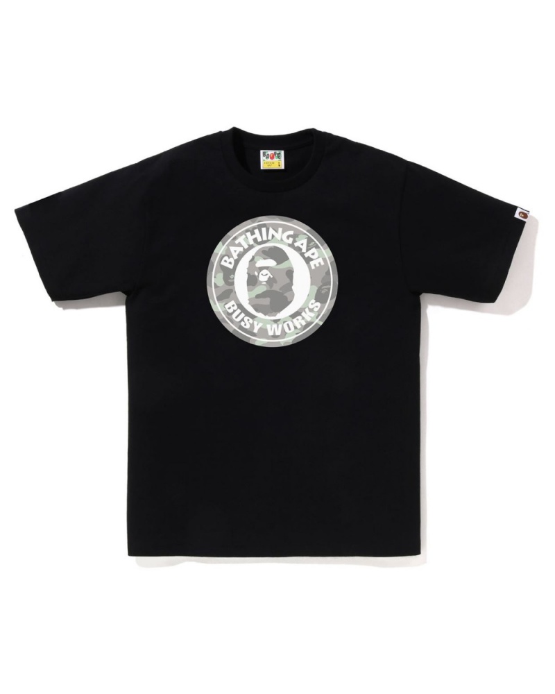 T Shirts Bape City Camo Busy Works Noir Homme | QWQ-28258976