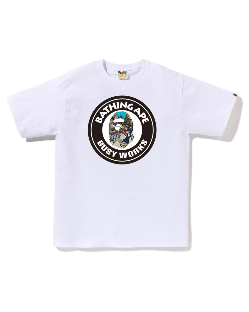 T Shirts Bape Comic Art Busy Works Blanche Homme | TVF-44376115