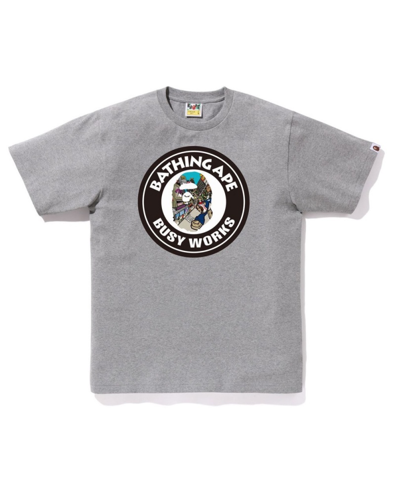 T Shirts Bape Comic Art Busy Works Grise Clair Homme | FXG-04803836