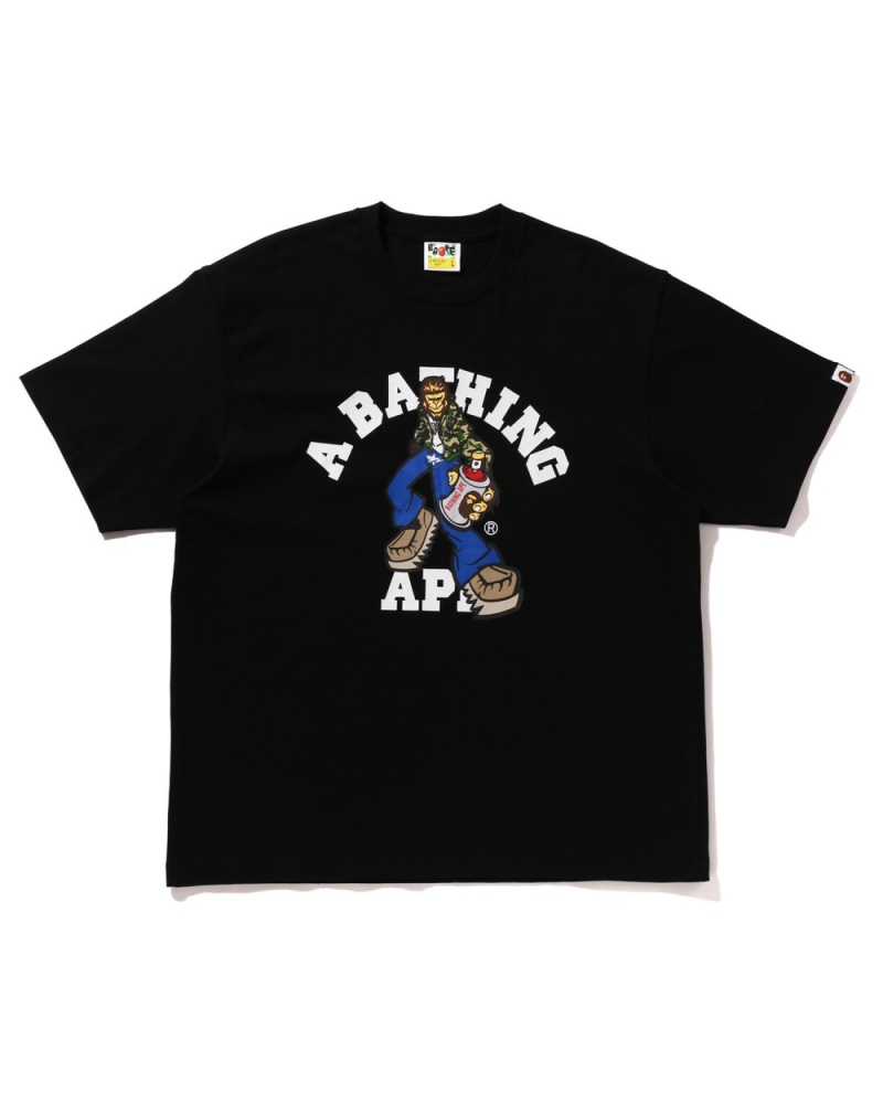 T Shirts Bape Graffiti Character College Relaxed Fit Noir Homme | PGI-06357648