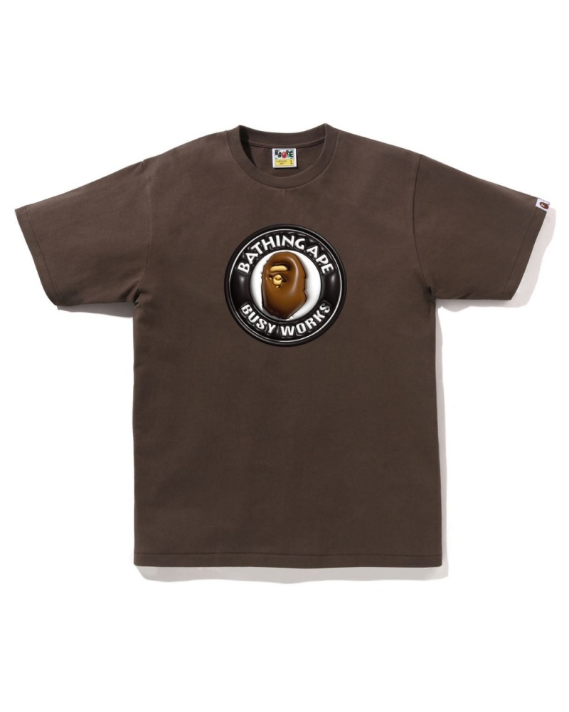 T Shirts Bape 3d Busy Works Marron Homme | NPJ-21877583