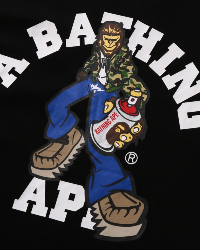 T Shirts Bape Graffiti Character College Relaxed Fit Noir Homme | PGI-06357648