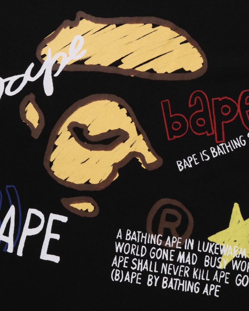 T Shirts Bape Hand Draw Graphique Relaxed Fit Noir Homme | TZV-18560059