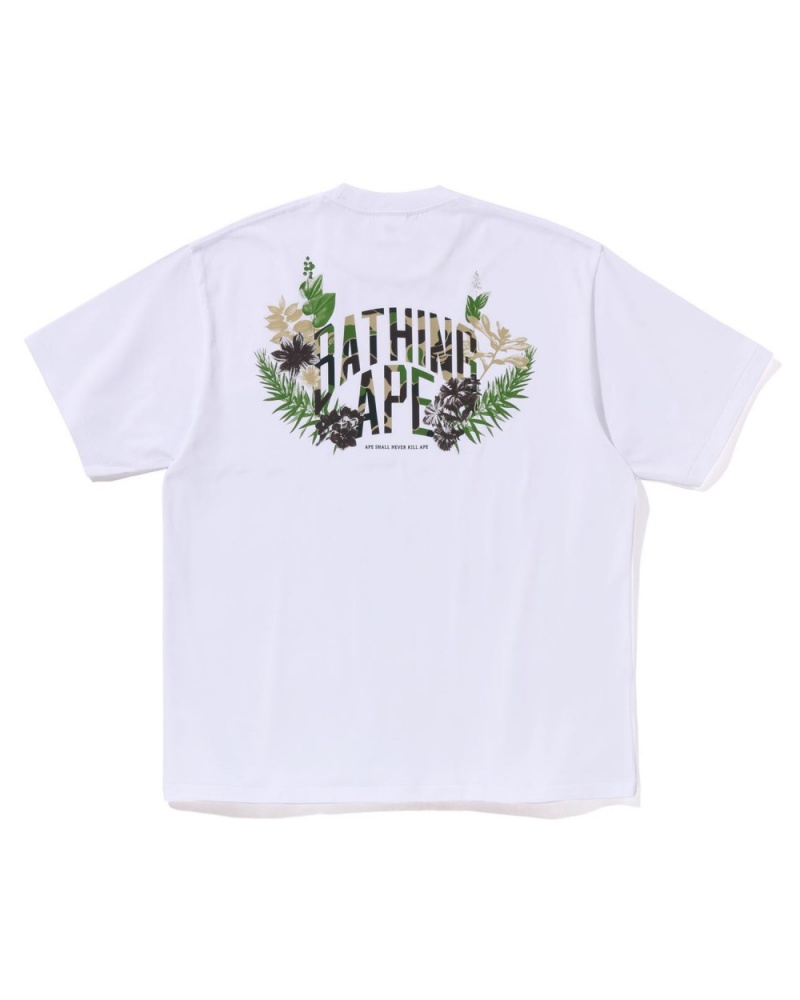 T Shirts Bape Flora Ape Head Relaxed Fit Blanche Homme | FBJ-78151403