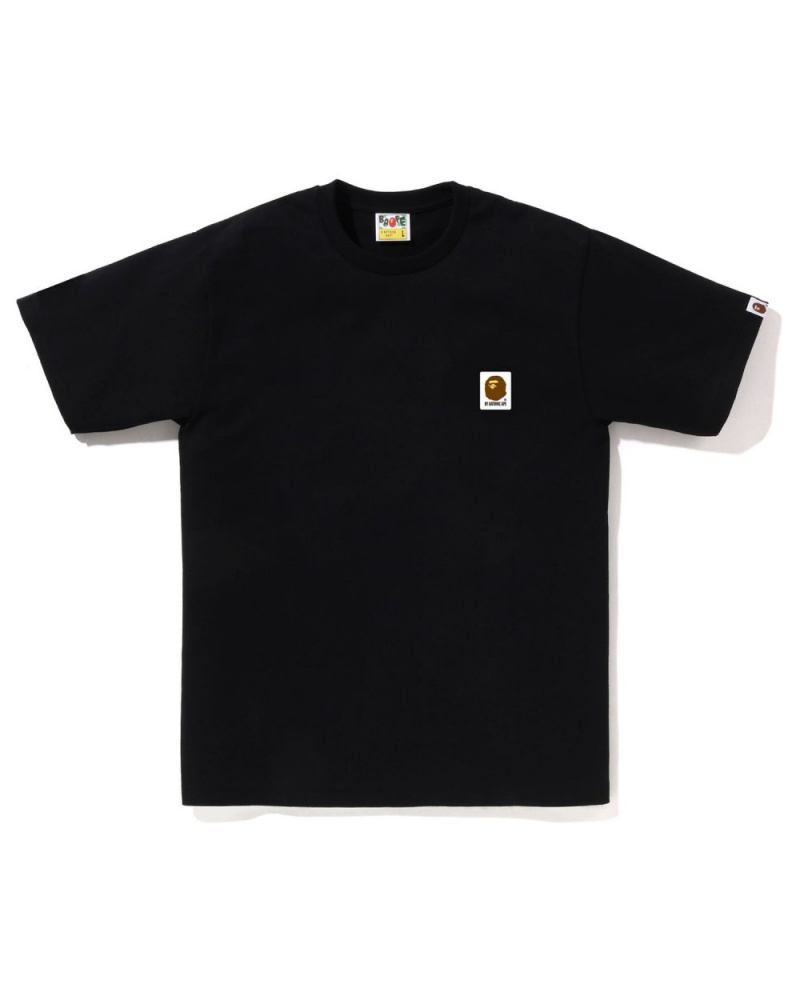 T Shirts Bape Ape Head Label Noir Homme | IVD-97024365