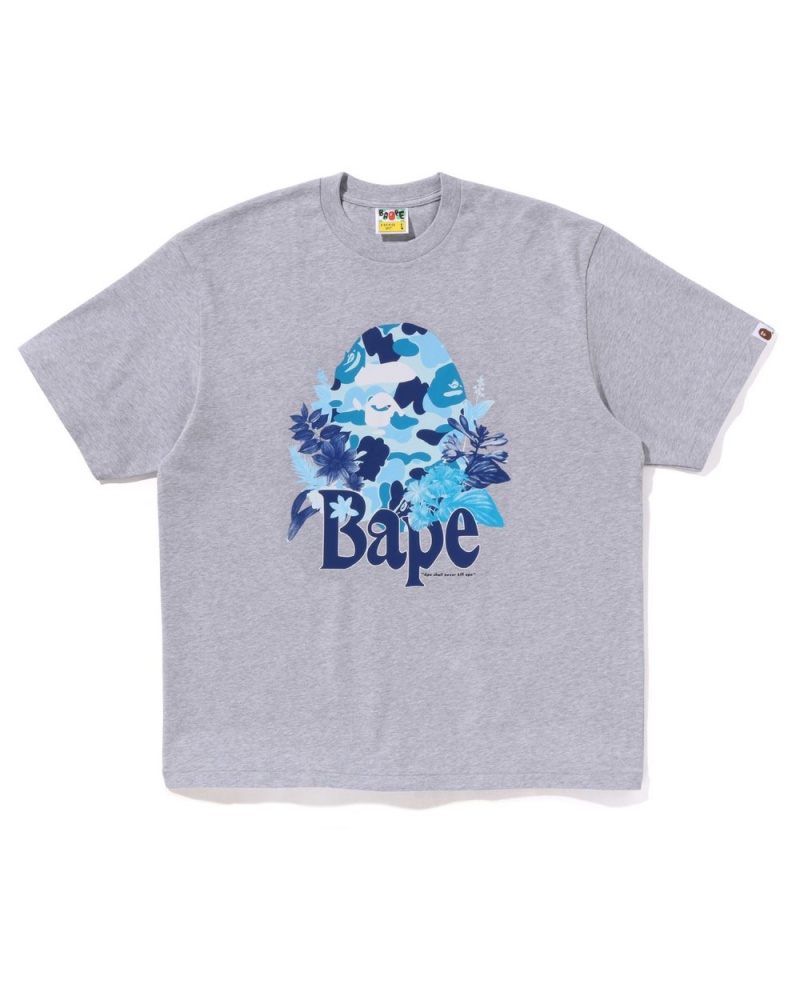 T Shirts Bape Flora Big Ape Head Relaxed Fit Grise Homme | OYJ-34508891