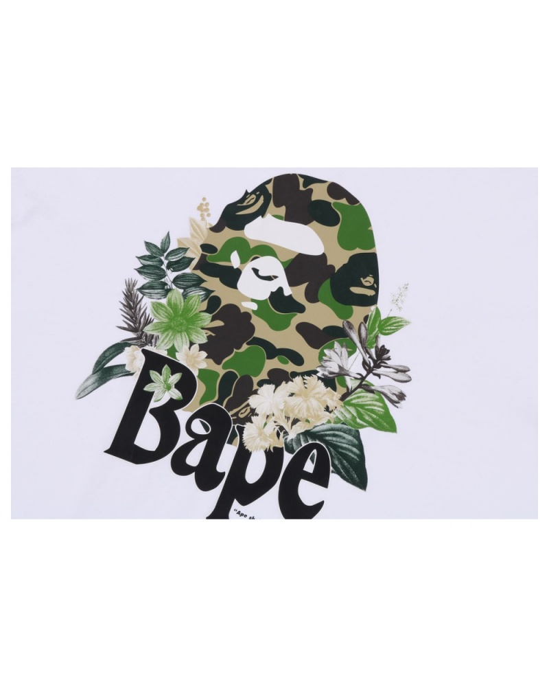 T Shirts Bape Flora Big Ape Head Relaxed Fit Blanche Homme | CMO-26234592