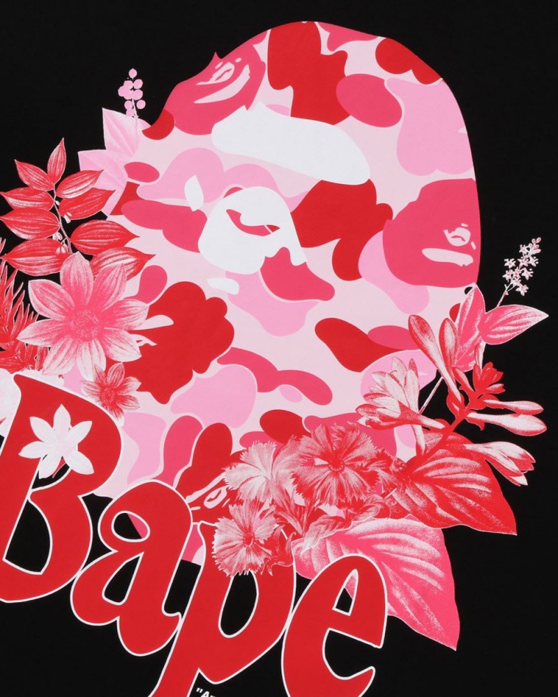 T Shirts Bape Flora Big Ape Head Relaxed Fit Noir Homme | RNL-21099103