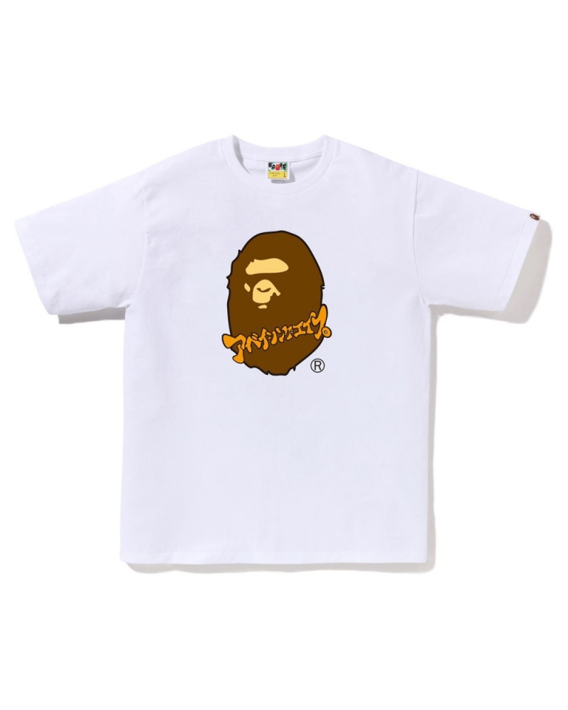 T Shirts Bape Katakana Ape Head Blanche Homme | OUP-77290134