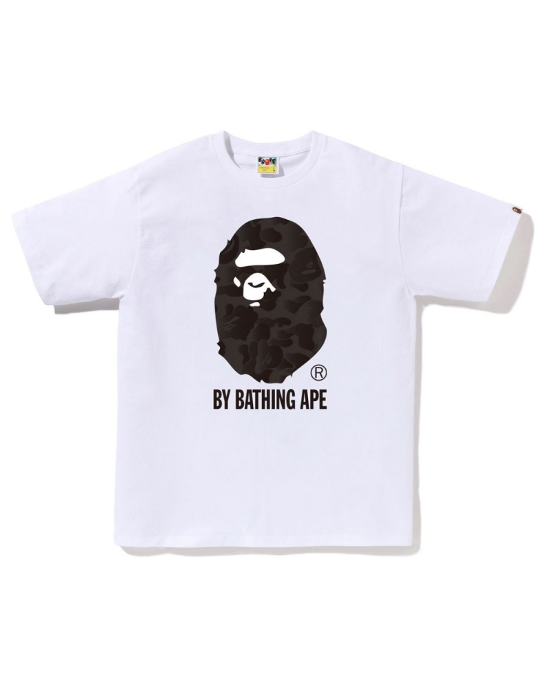 T Shirts Bape Ink Camo Ape Head Blanche Homme | RMK-10172269