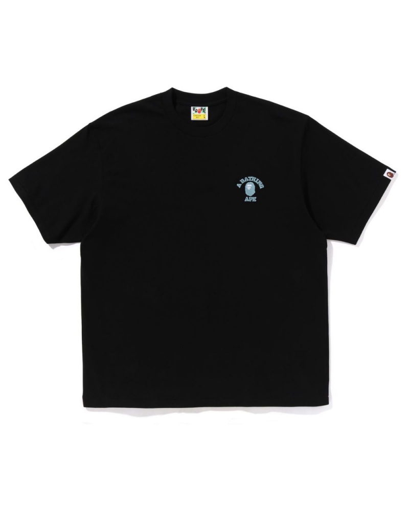 T Shirts Bape College One Point Relaxed Fit Noir Homme | GBH-71732042