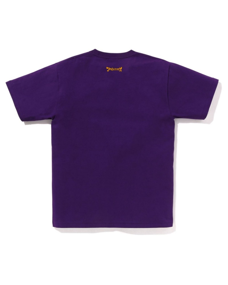 T Shirts Bape Katakana Ape Head Bleu Royal Violette Homme | TLJ-09852253