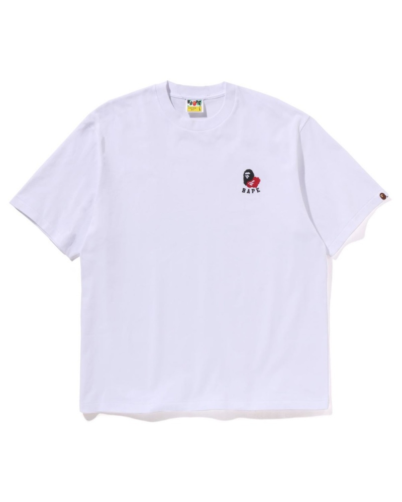 T Shirts Bape Ape Head 2 Point Relaxed Fit Blanche Homme | NSE-37748194