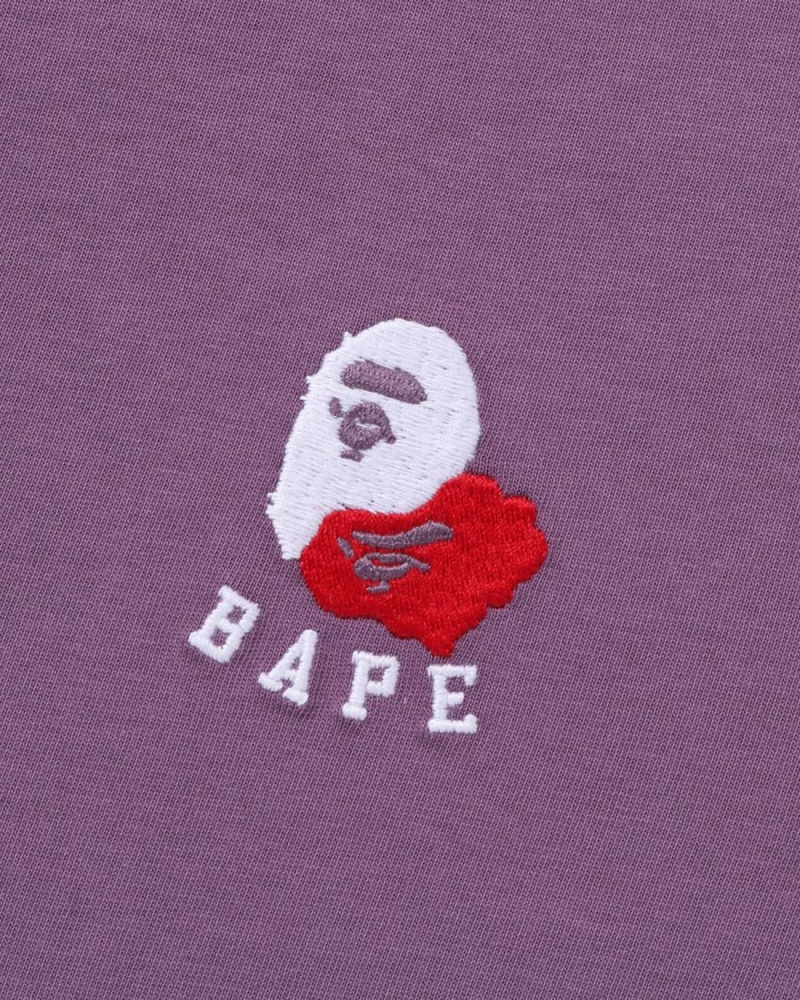 T Shirts Bape Ape Head 2 Point Relaxed Fit Violette Homme | SIM-70029818