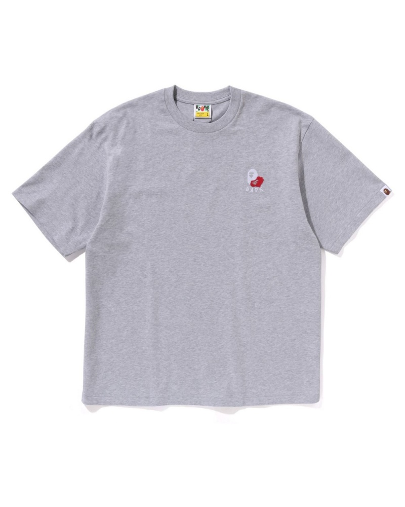 T Shirts Bape Ape Head 2 Point Relaxed Fit Grise Clair Homme | TZL-20339546