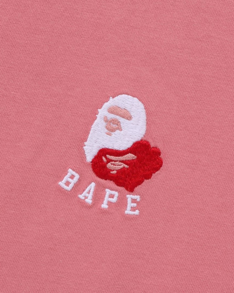 T Shirts Bape Ape Head 2 Point Relaxed Fit Rose Homme | QJQ-01962822