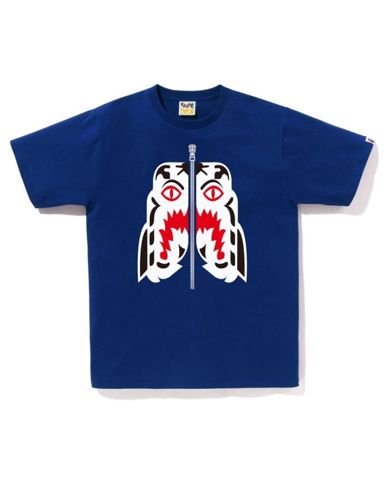 T Shirts Bape White Tiger Bleu Royal Bleu Homme | ISF-19077593