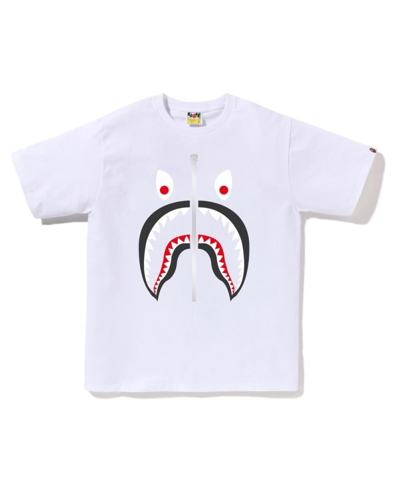 T Shirts Bape Mad Shark Blanche Homme | EGK-33518037