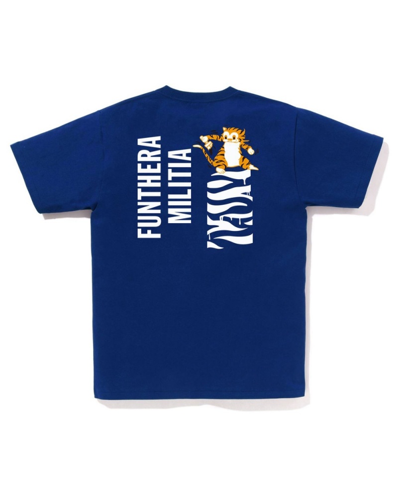 T Shirts Bape White Tiger Bleu Royal Bleu Homme | ISF-19077593