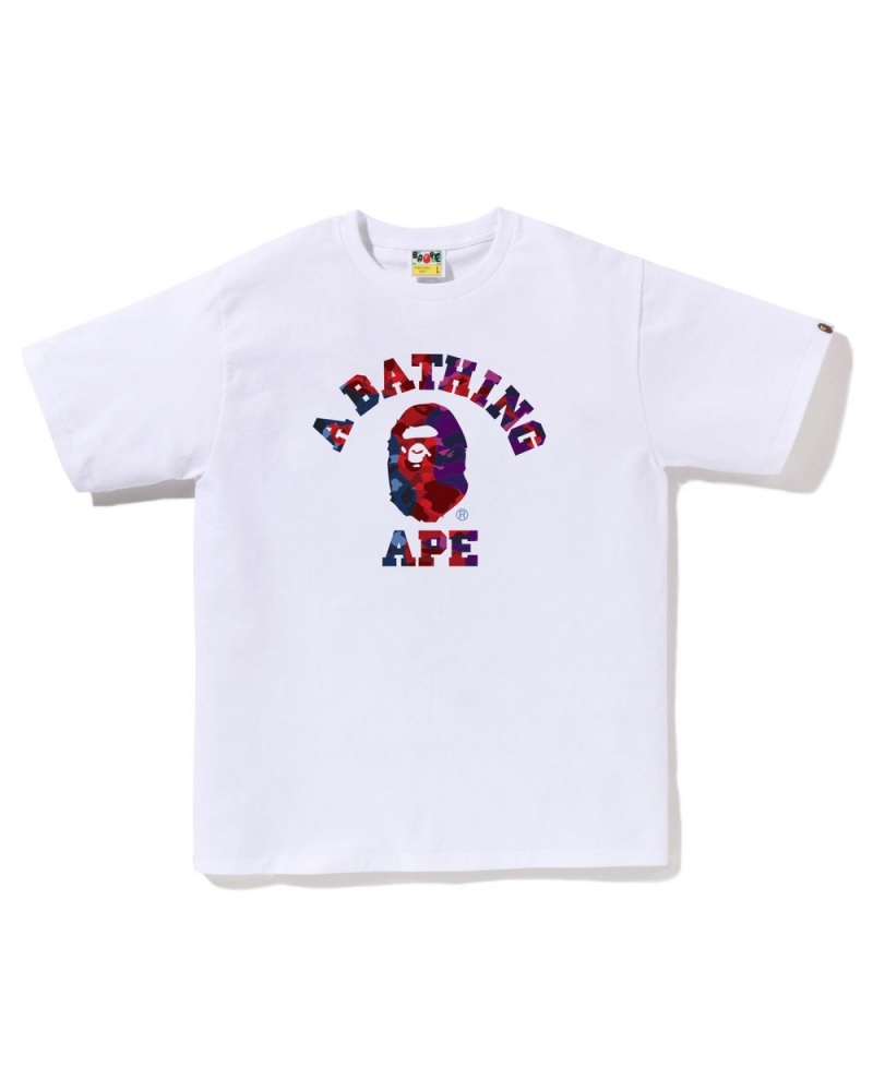 T Shirts Bape Color Camo Crazy College Blanche Homme | GTN-45961880