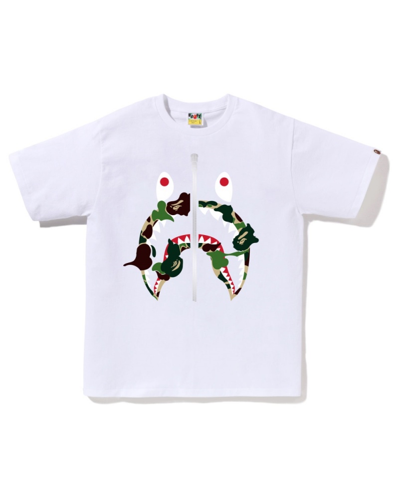 T Shirts Bape Abc Camo Rebuild Shark Blanche Homme | RUI-81792609