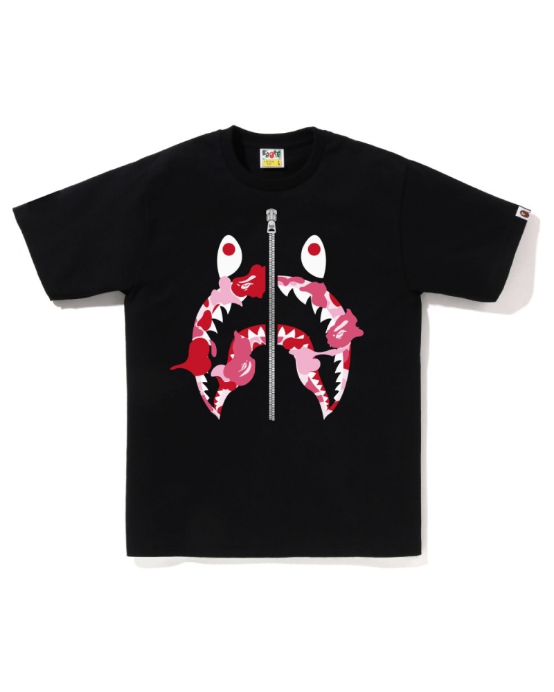 T Shirts Bape Abc Camo Rebuild Shark Noir Homme | WMR-57978666