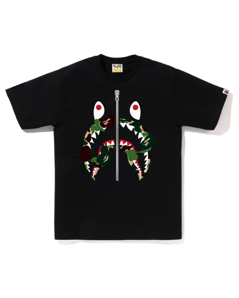 T Shirts Bape Abc Camo Rebuild Shark Noir Homme | KAD-57147069